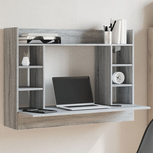 Bureau mural gris Sonoma 105x48x75 cm matière bois