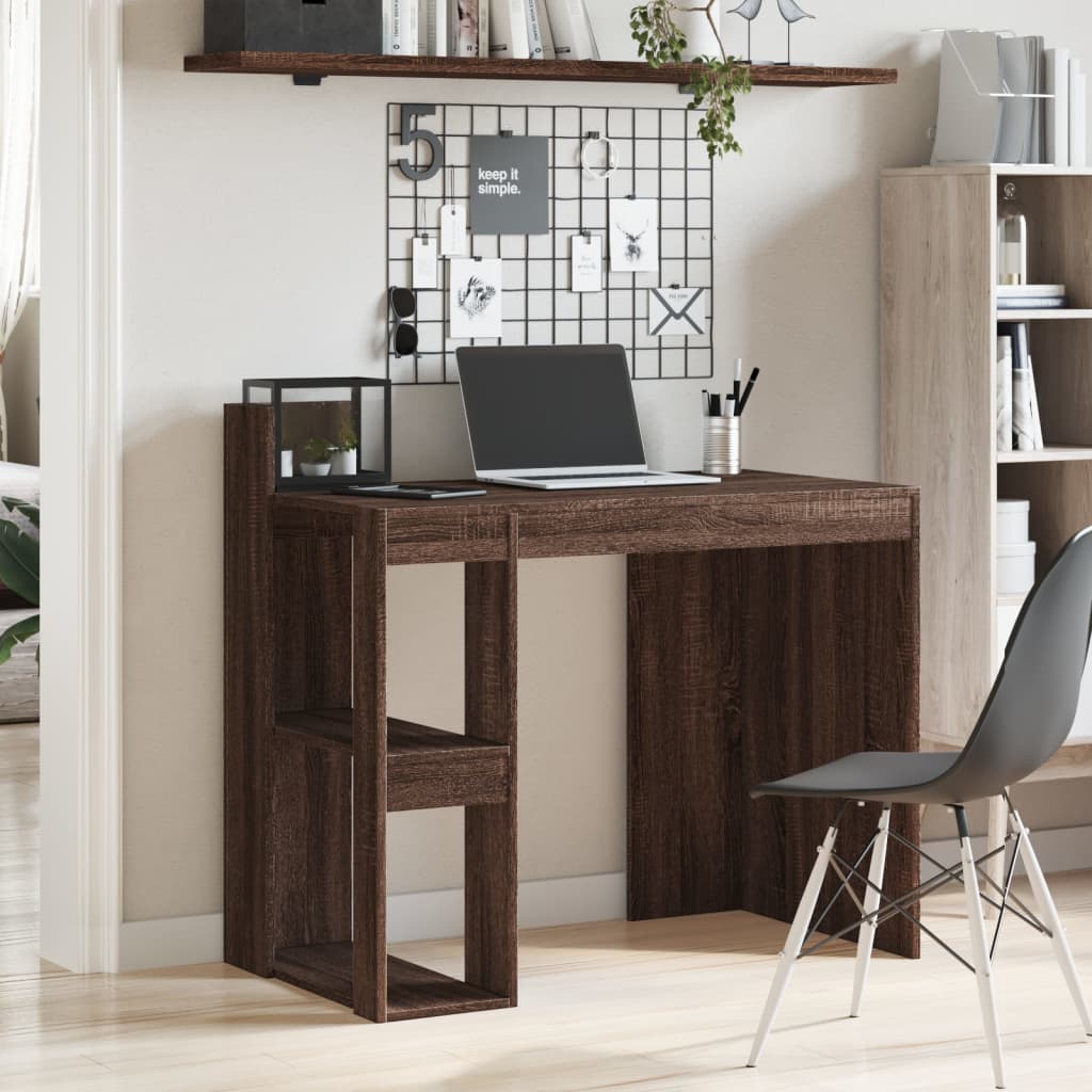 Bureau aspect chêne marron 103,5x56,5x94 cm matériau bois