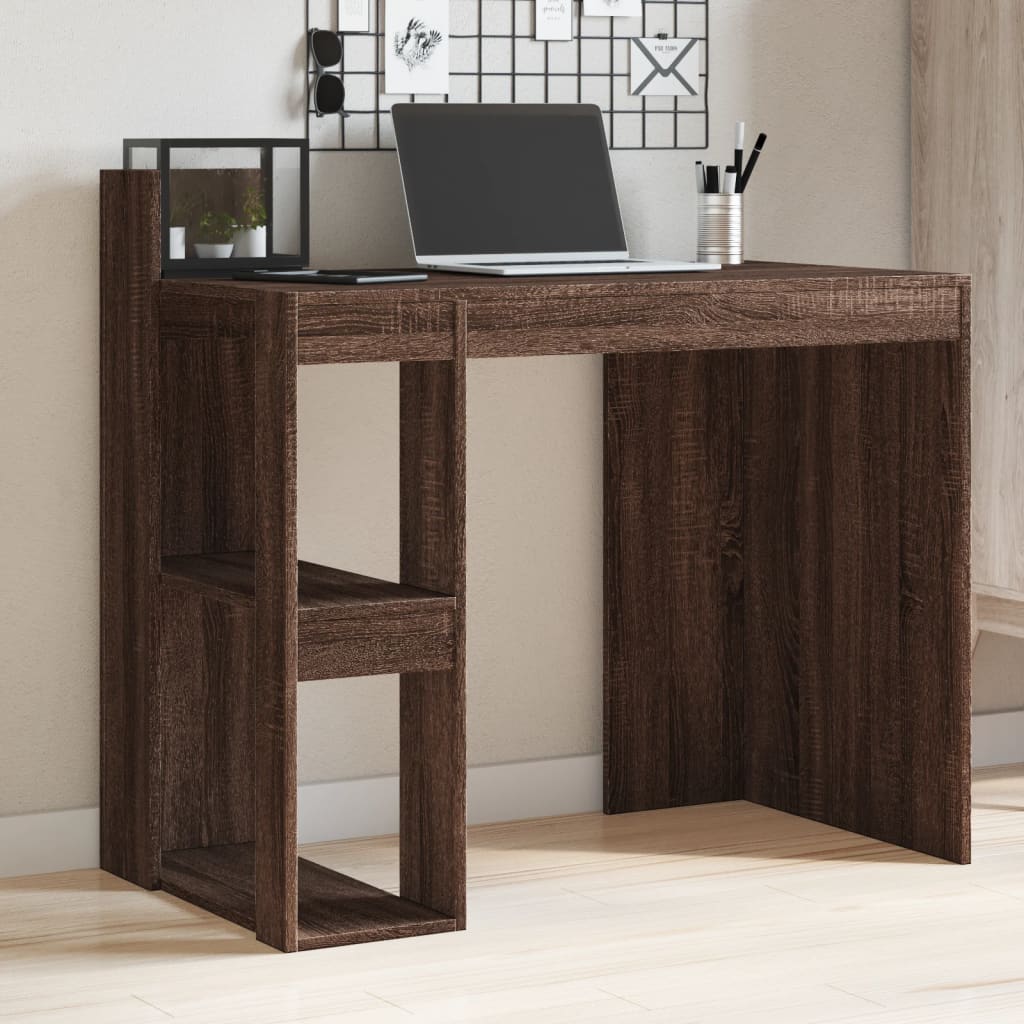 Bureau aspect chêne marron 103,5x56,5x94 cm matériau bois