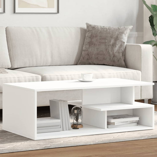 Table basse blanche 102x55x35 cm en bois