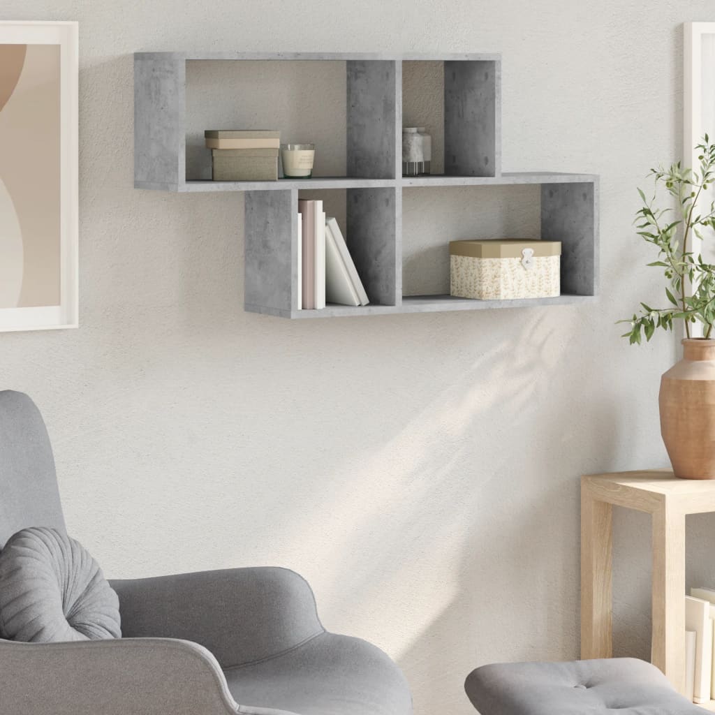 Wall shelf concrete grey 100x20x53 cm wood material