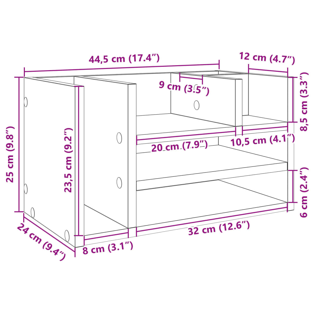 Organisateur de bureau blanc 44,5x24x25 cm en bois