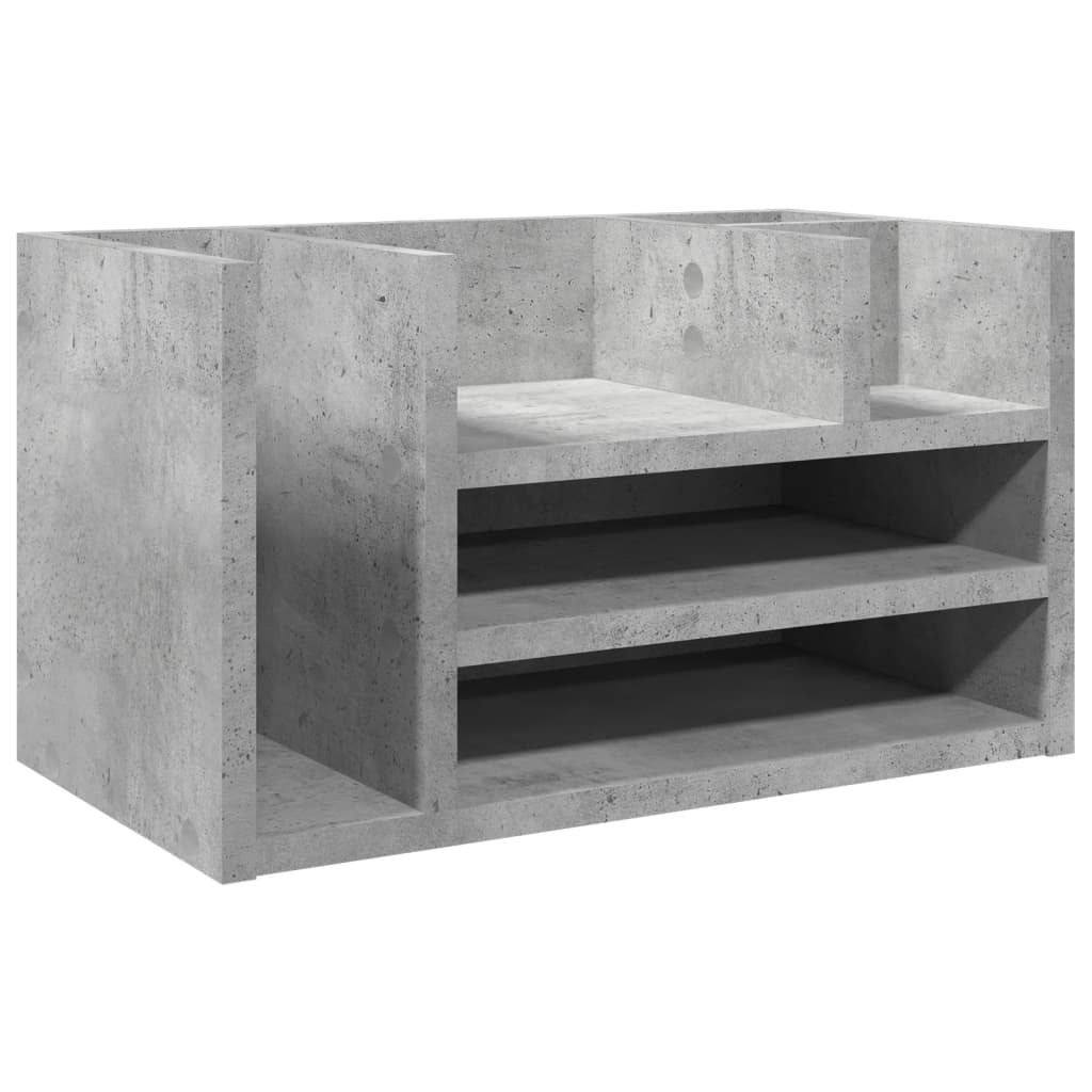 Organisateur de bureau gris béton 44,5x24x25 cm en bois