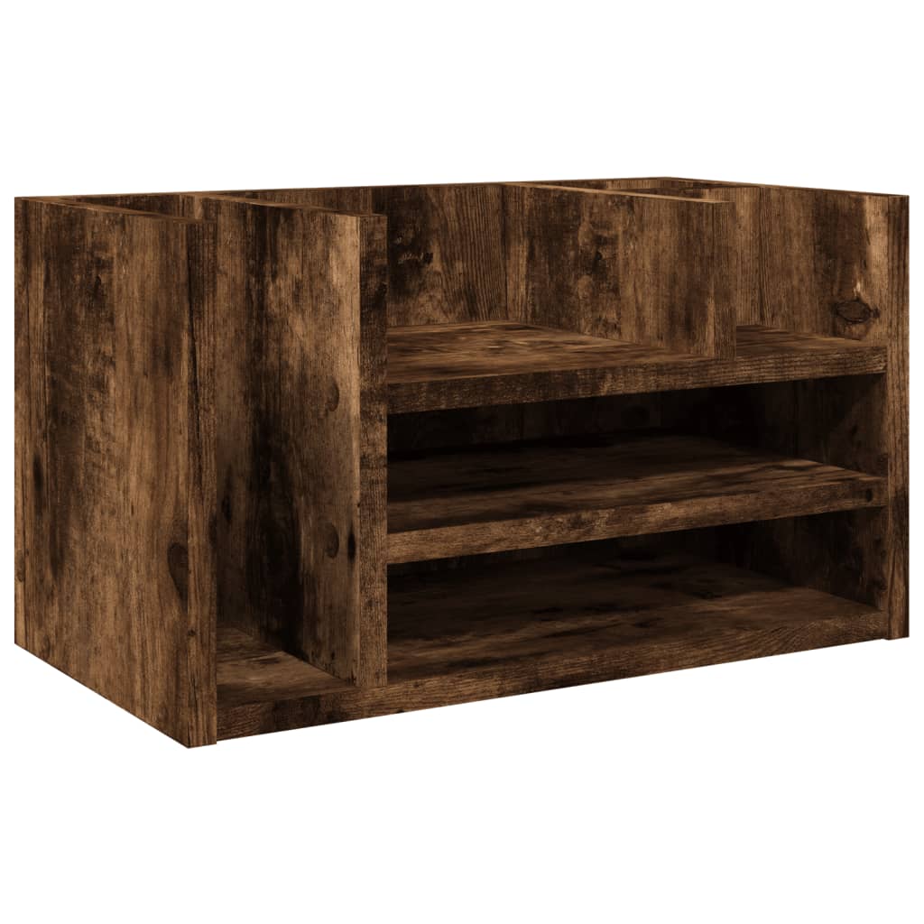 Organisateur de bureau chêne fumé 44,5x24x25 cm en bois