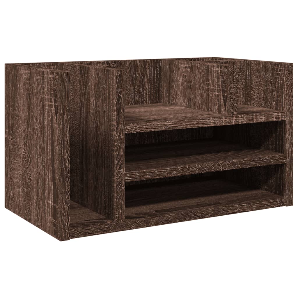 Organisateur de bureau chêne brun 44,5x24x25 cm en bois