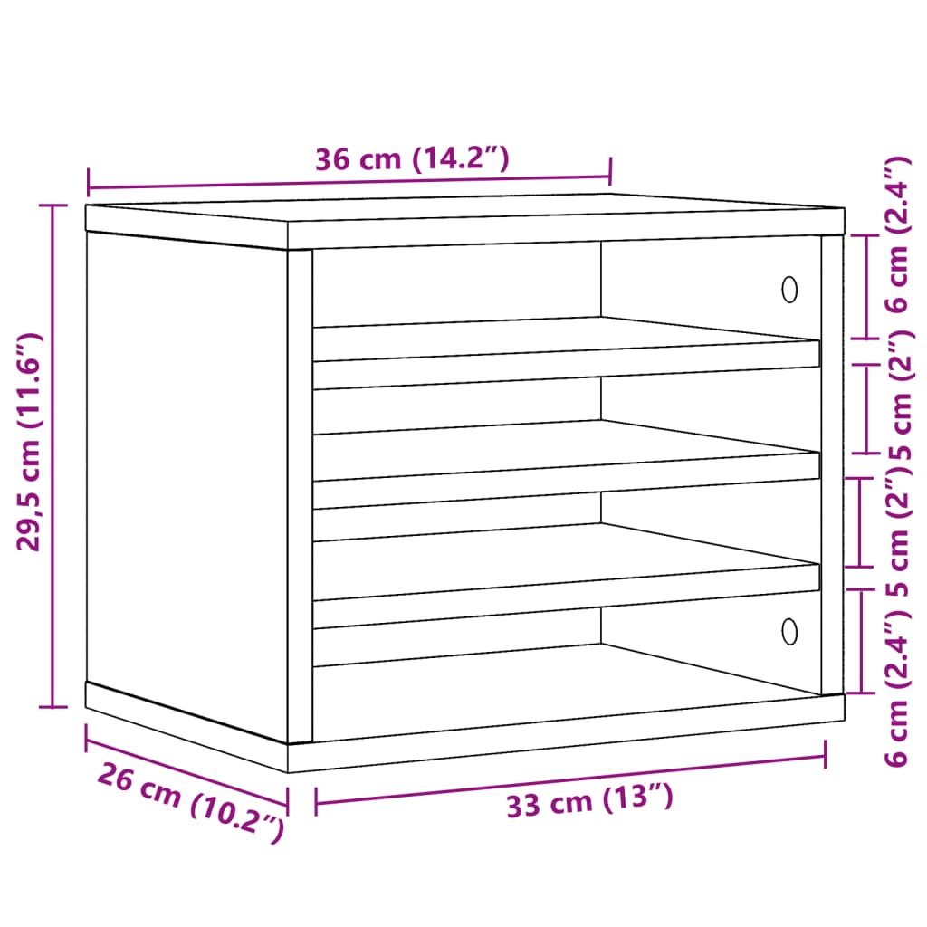 Organisateur de bureau blanc 36x26x29,5 cm en bois