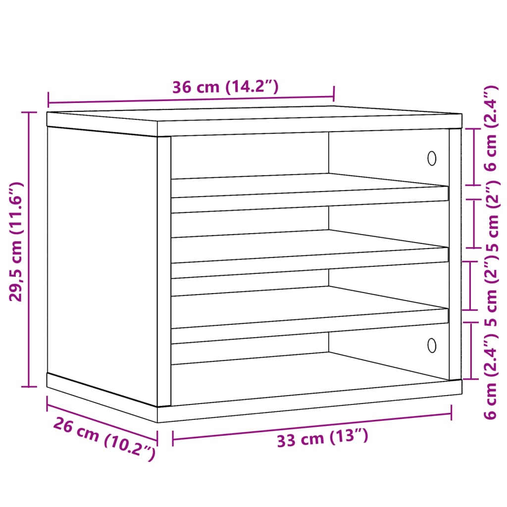 Organisateur de bureau Chêne Sonoma 36x26x29,5 cm en bois