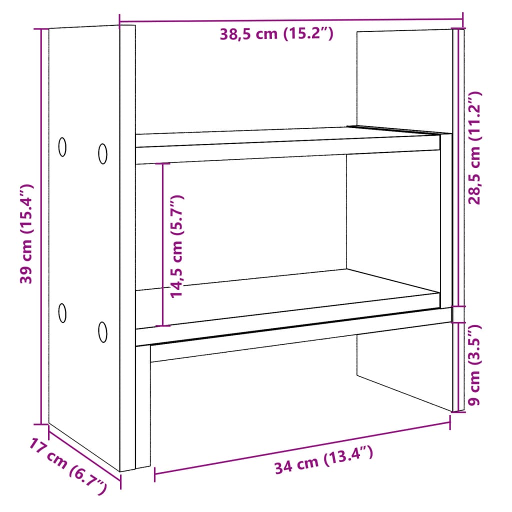 Organisateur de bureau noir 38,5x17x39 cm en bois