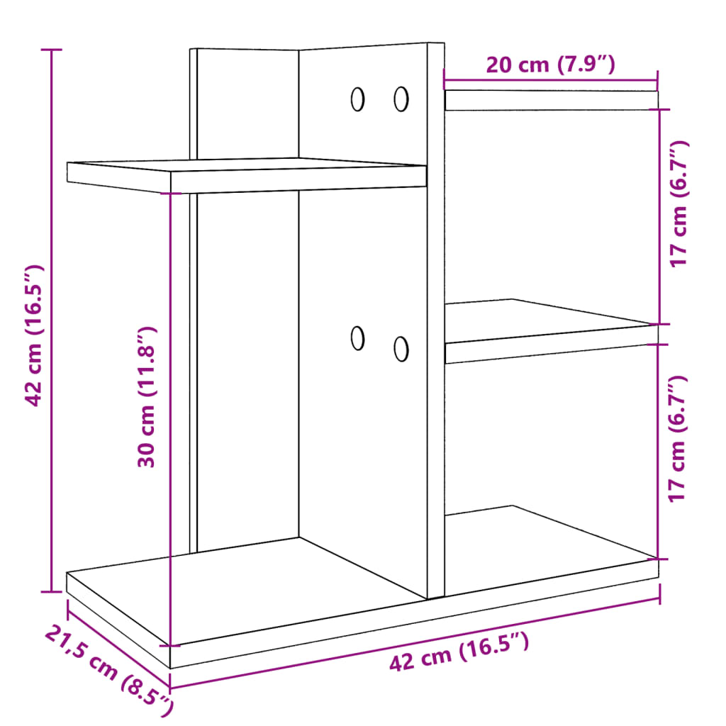 Organisateur de bureau blanc 42x21,5x42 cm en bois