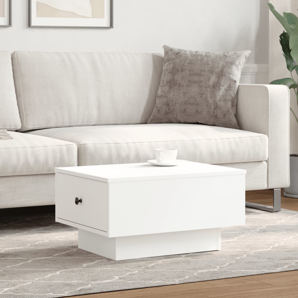 Table basse blanche 60x45x31 cm en bois