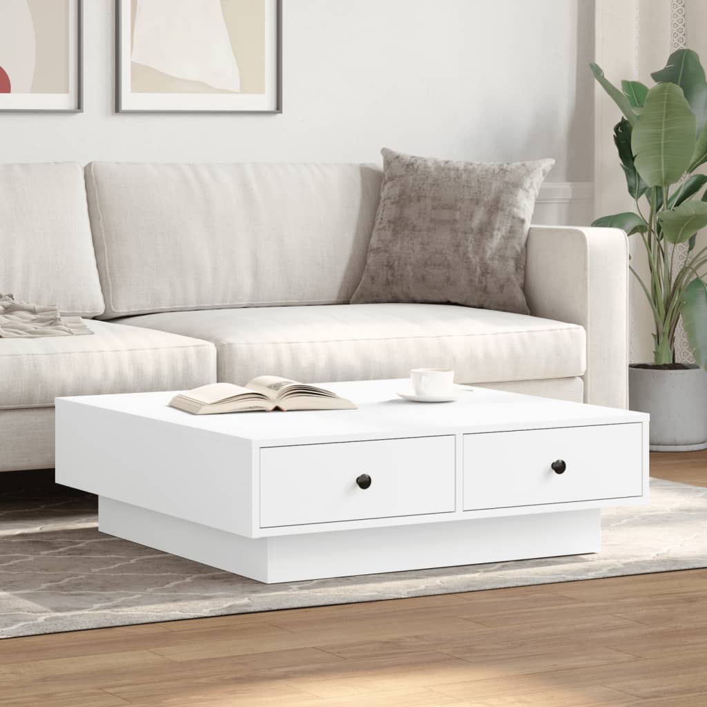 Coffee Table White 90x90x28 cm Wood Material