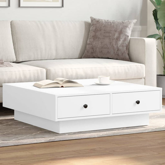 Coffee Table White 90x90x28 cm Wood Material