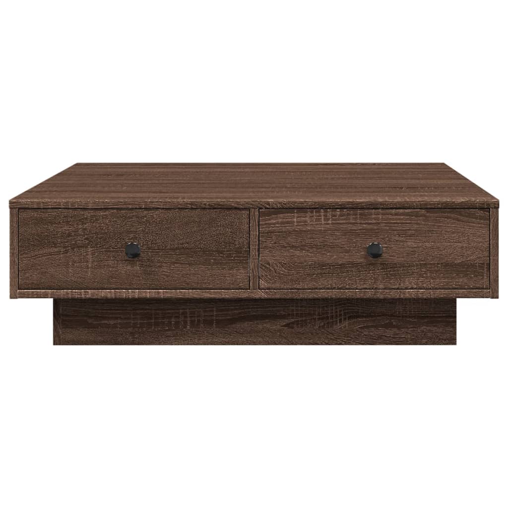 Table basse aspect chêne marron 90x90x28 cm en bois