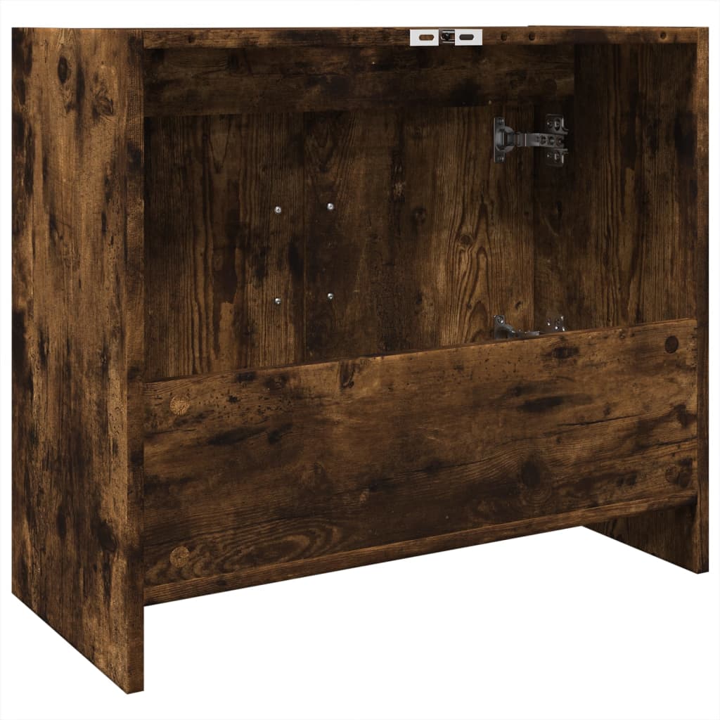 Meuble évier chêne fumé 63x29x55 cm en bois