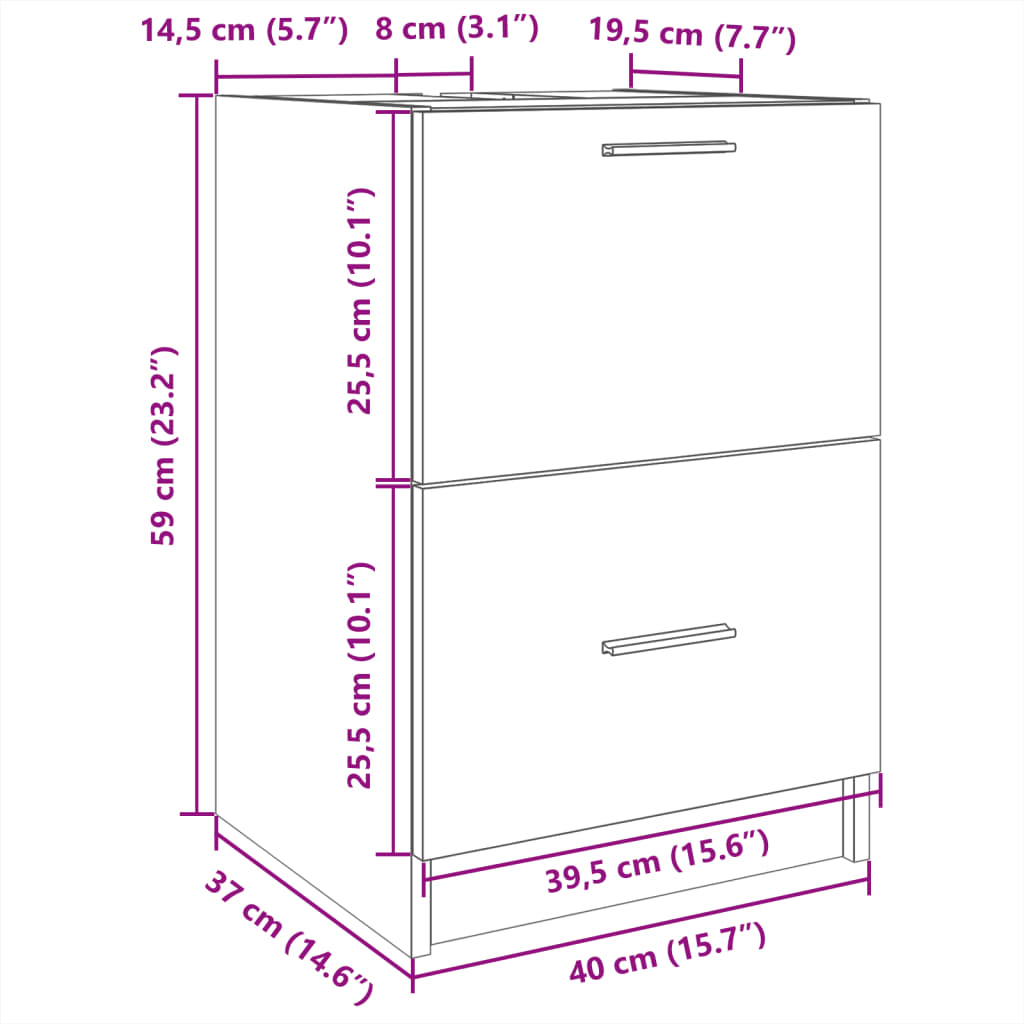 Meuble lavabo blanc 40x37x59 cm en bois