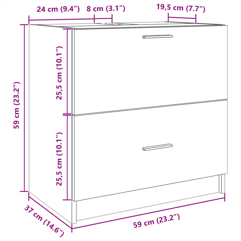 Meuble lavabo blanc 59x37x59 cm en bois