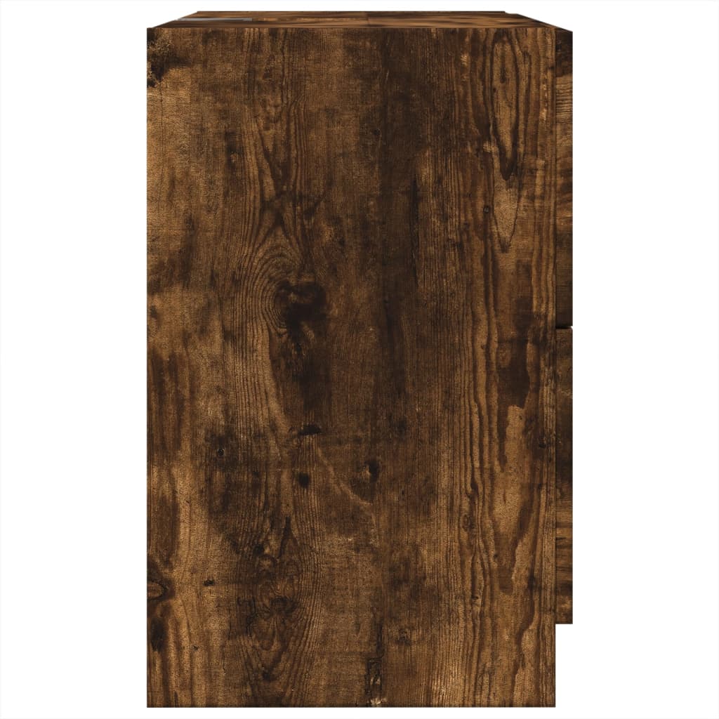 Meuble sous évier chêne fumé 59x37x59 cm en bois