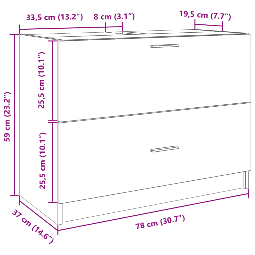 Meuble lavabo blanc 78x37x59 cm en bois