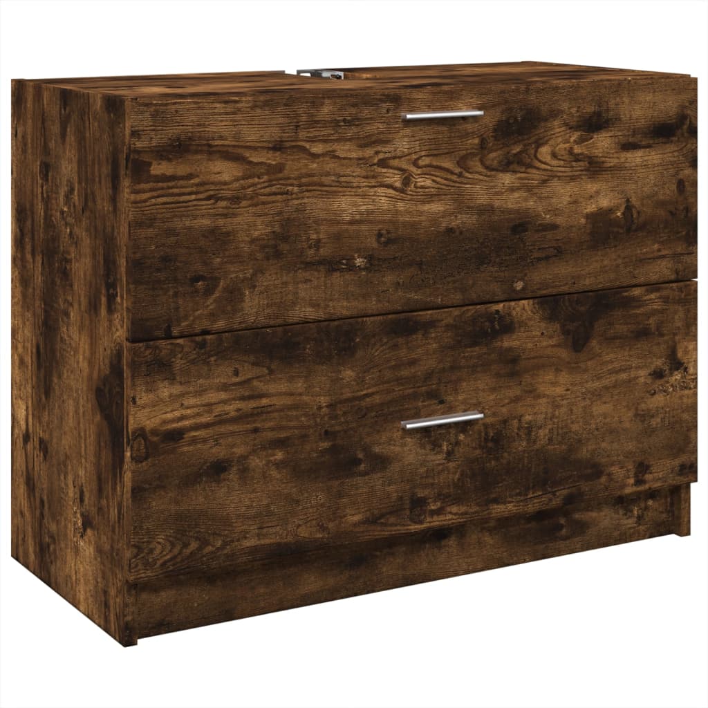 Meuble sous évier chêne fumé 78x37x59 cm en bois