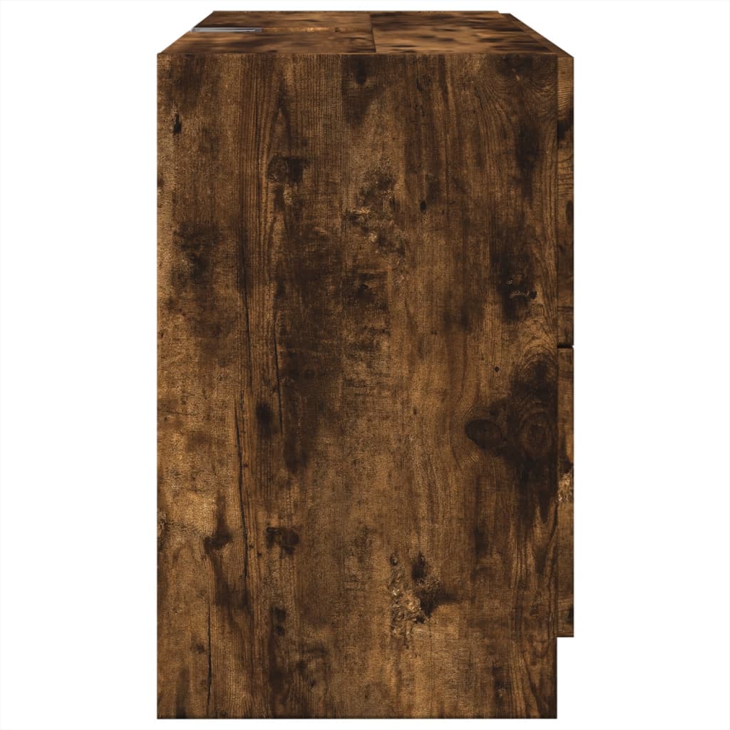 Meuble sous évier chêne fumé 78x37x59 cm en bois