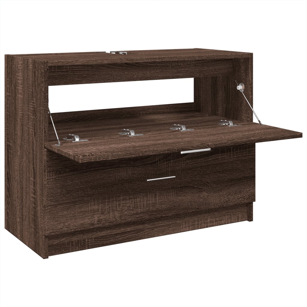 Meuble vasque aspect chêne marron 78x37x59 cm