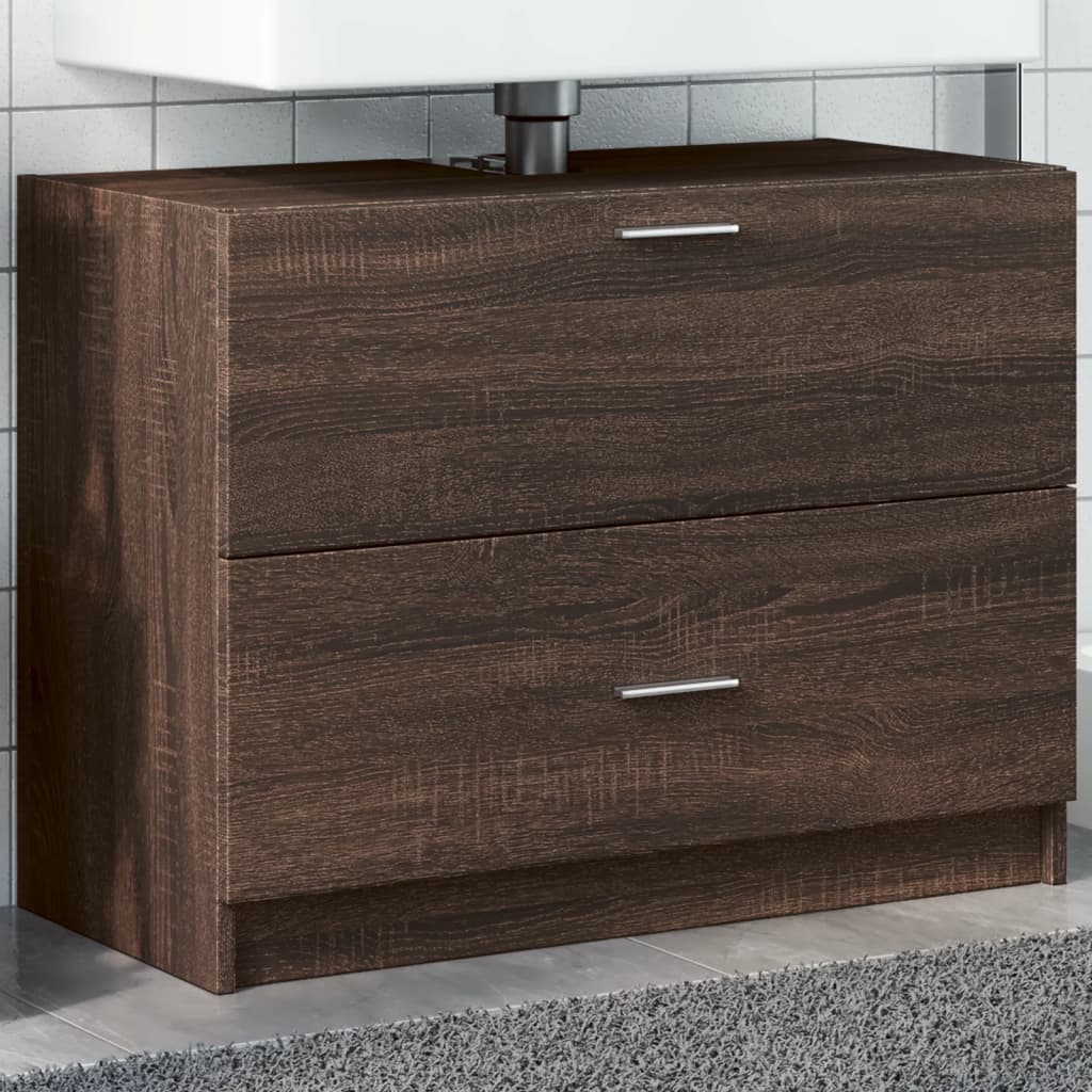 Meuble vasque aspect chêne marron 78x37x59 cm