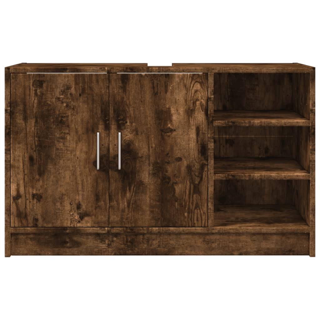 Meuble sous évier chêne fumé 90x29x55 cm en bois