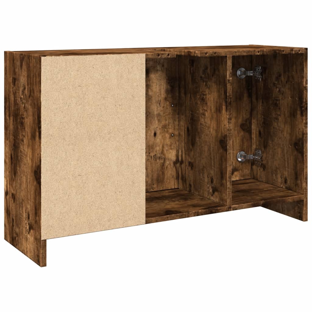 Meuble sous évier chêne fumé 90x29x55 cm en bois