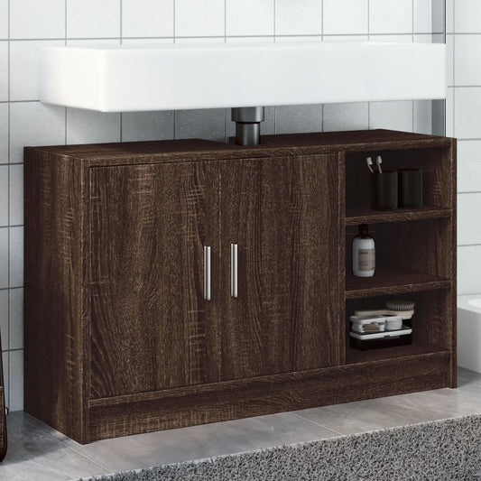 Meuble vasque aspect chêne marron 90x29x55 cm