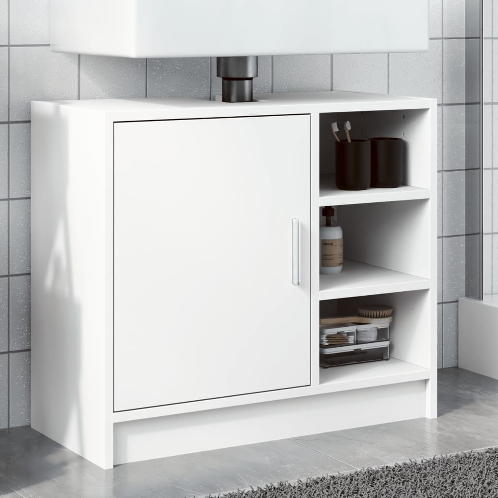 Meuble lavabo blanc 63x29x55 cm en bois