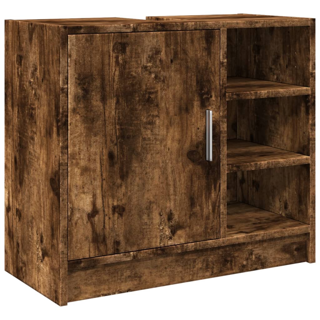 Meuble évier chêne fumé 63x29x55 cm en bois