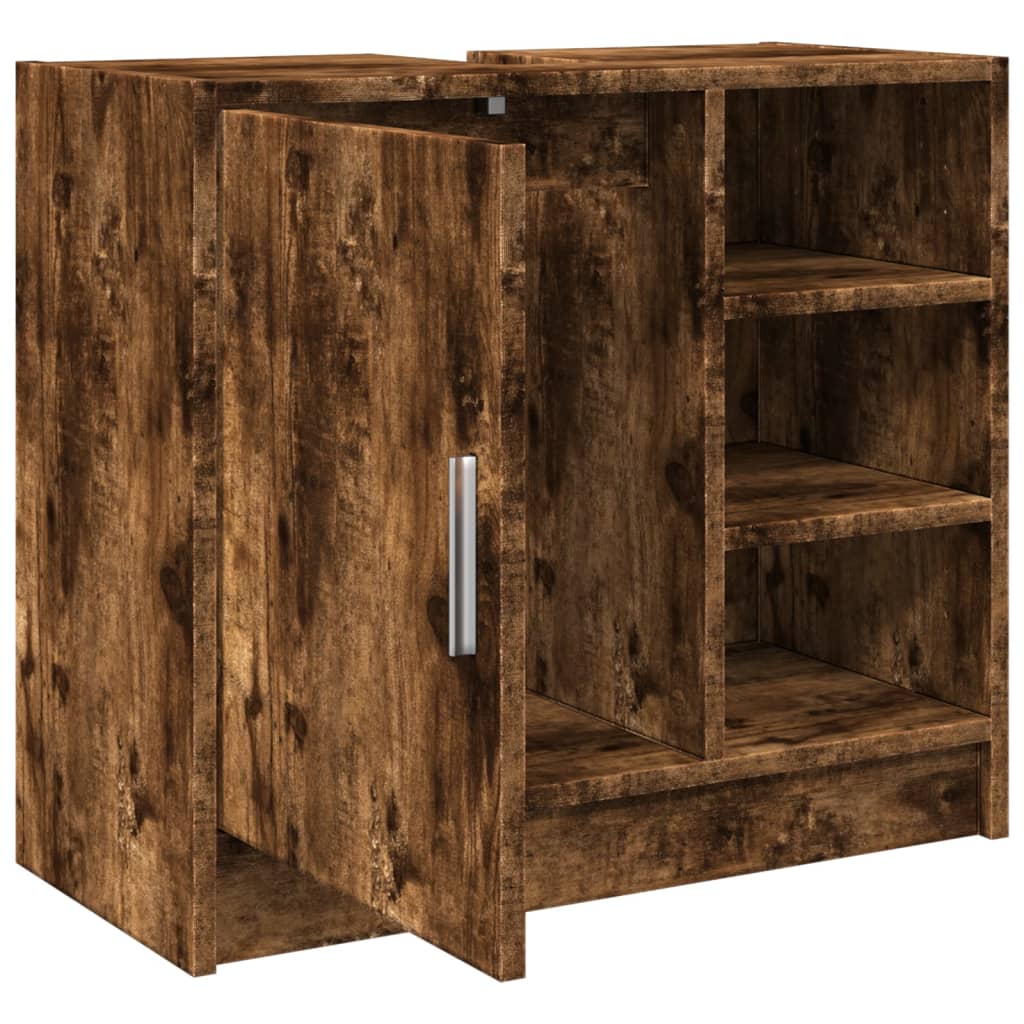 Meuble évier chêne fumé 63x29x55 cm en bois