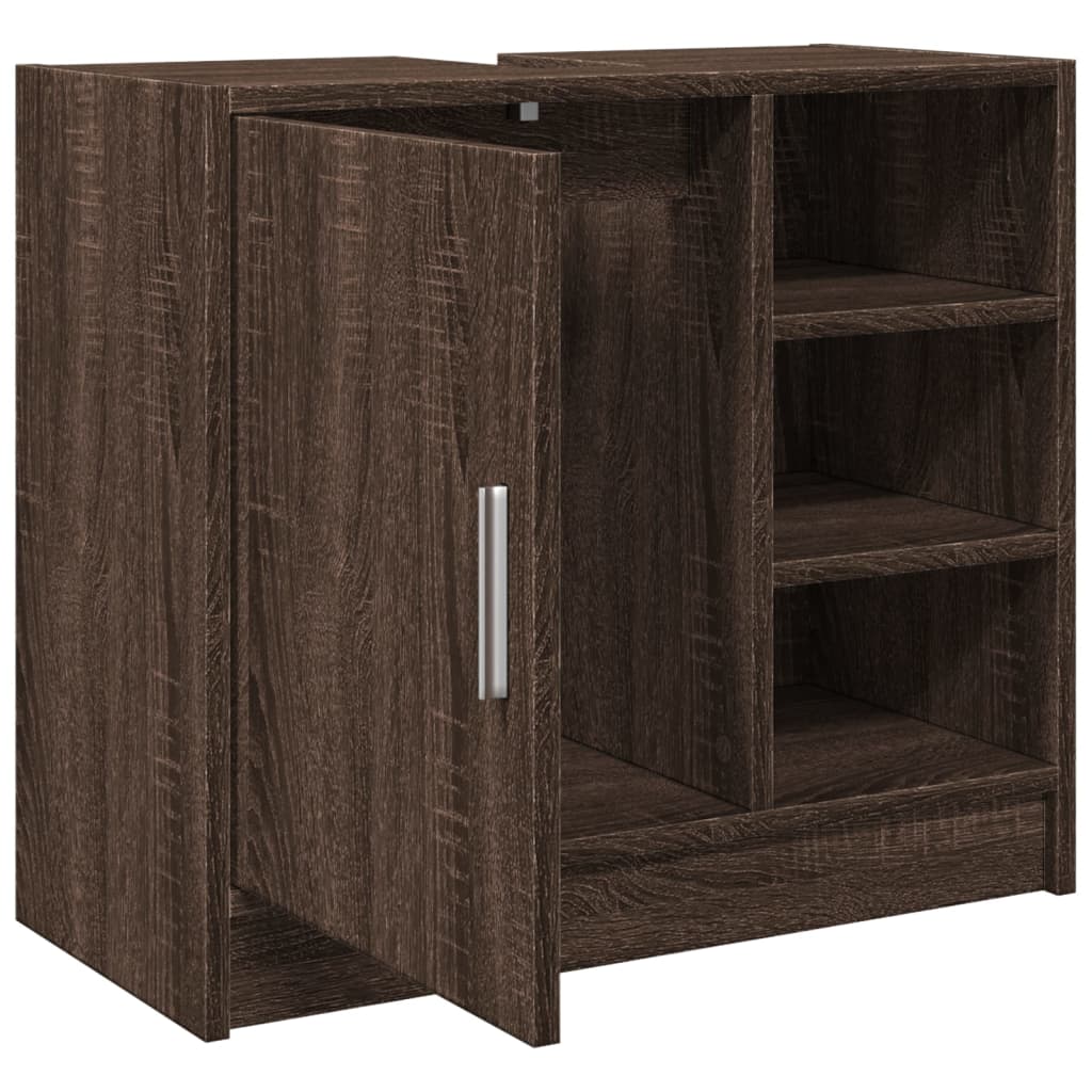 Meuble vasque aspect chêne marron 63x29x55 cm en bois