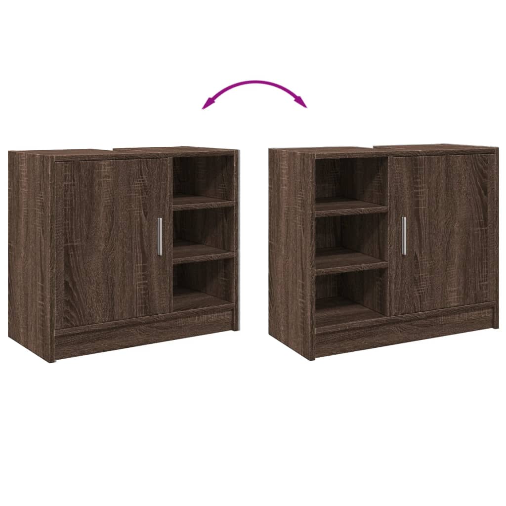 Meuble vasque aspect chêne marron 63x29x55 cm en bois