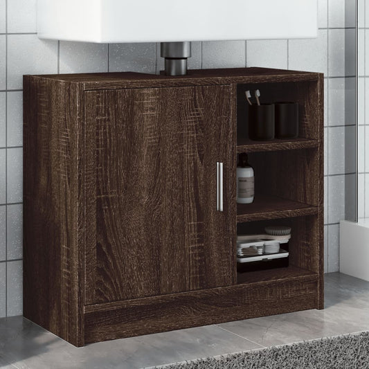 Meuble vasque aspect chêne marron 63x29x55 cm en bois