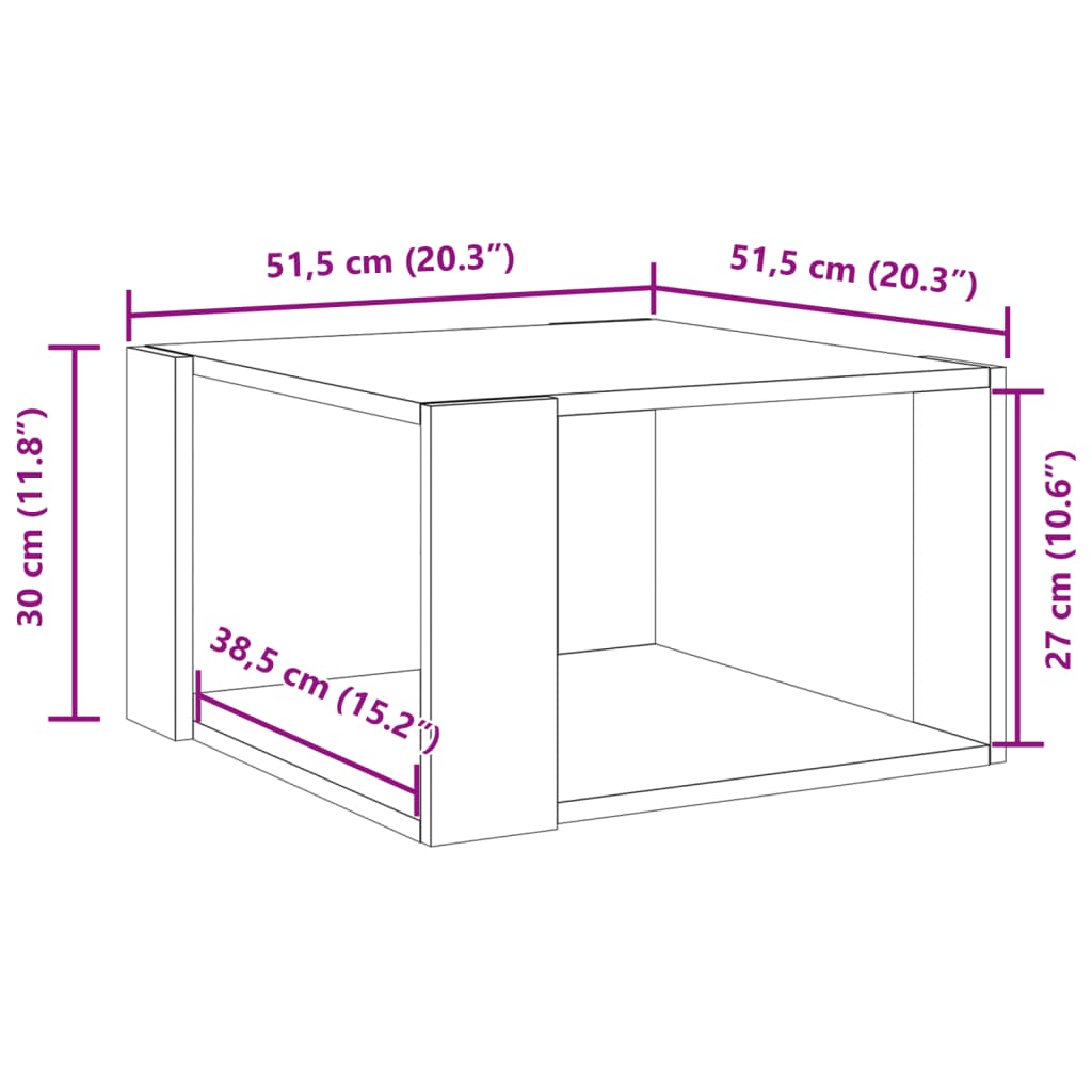 Table basse gris béton 51,5x51,5x30 cm en bois