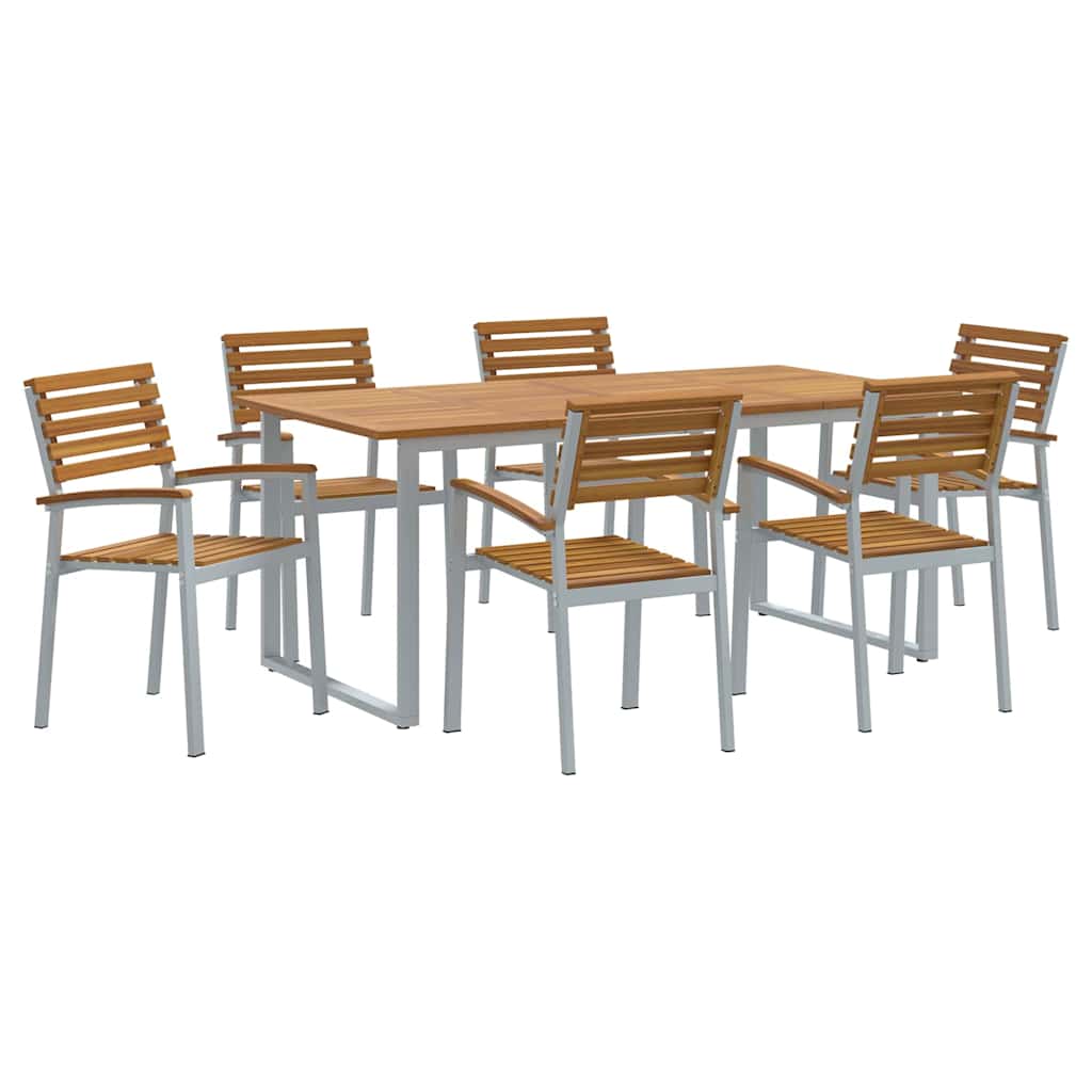 Garten Essgruppe 7 pcs Grau Massivholz Akazie