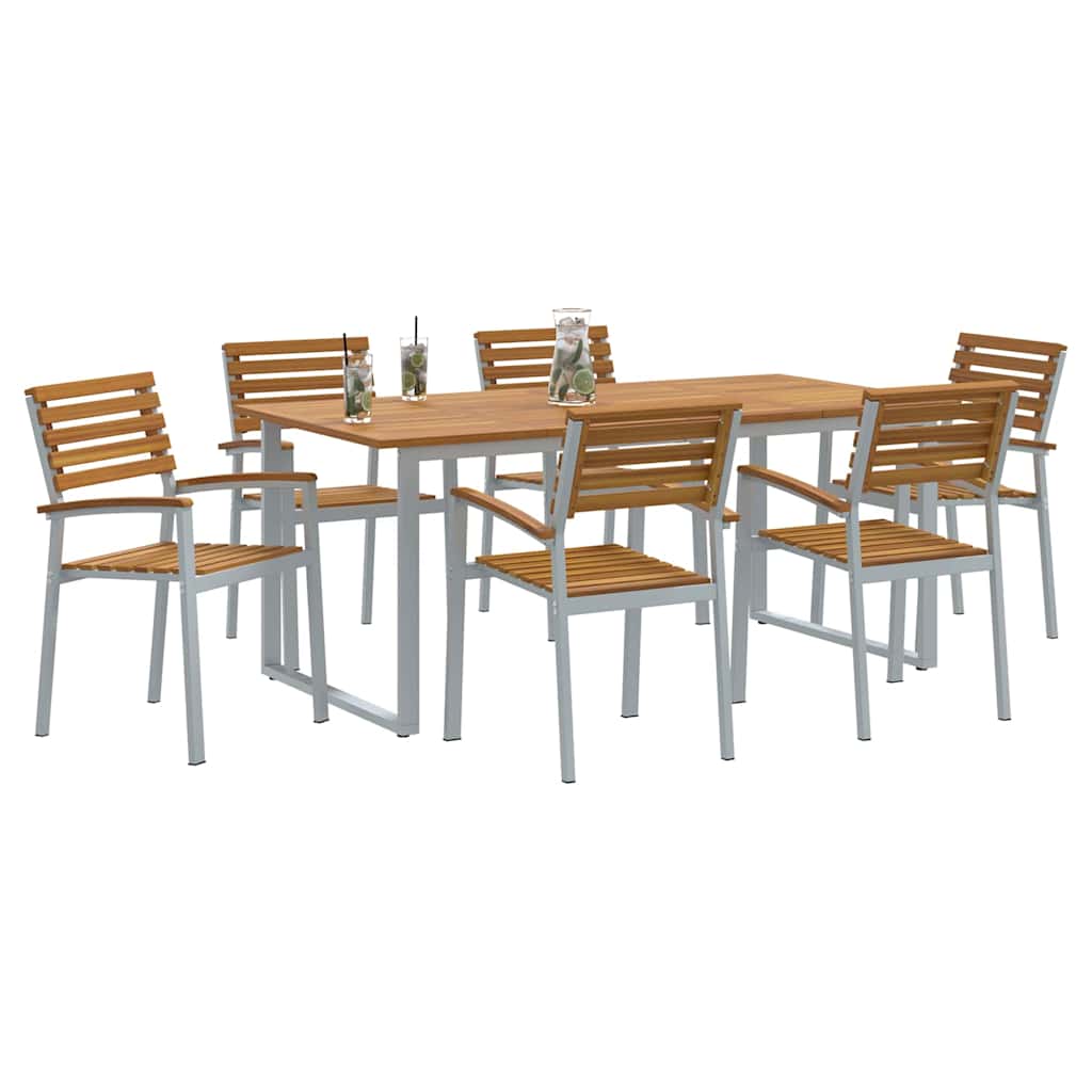 Garten Essgruppe 7 pcs Grau Massivholz Akazie