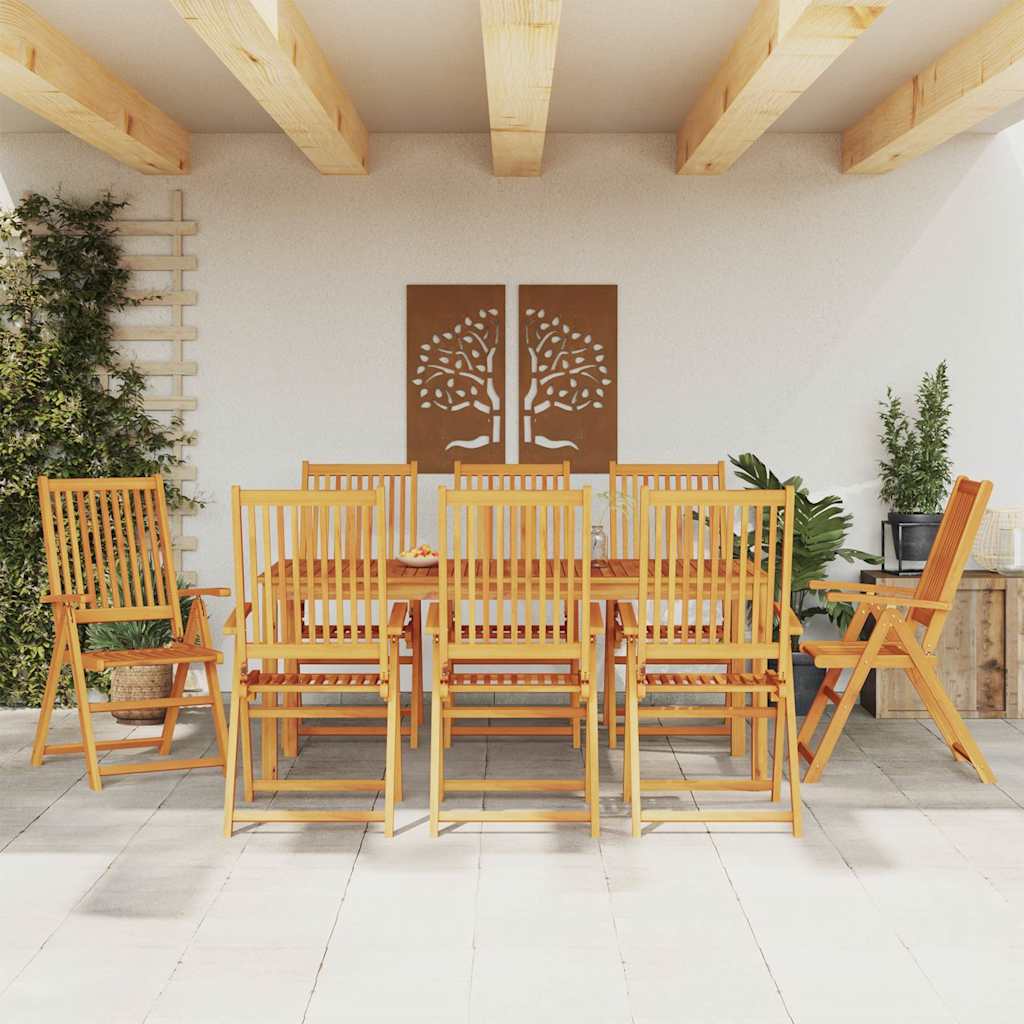 9-tlg. Garten-Essgruppe 180x90x75 cm Massivholz Akazie