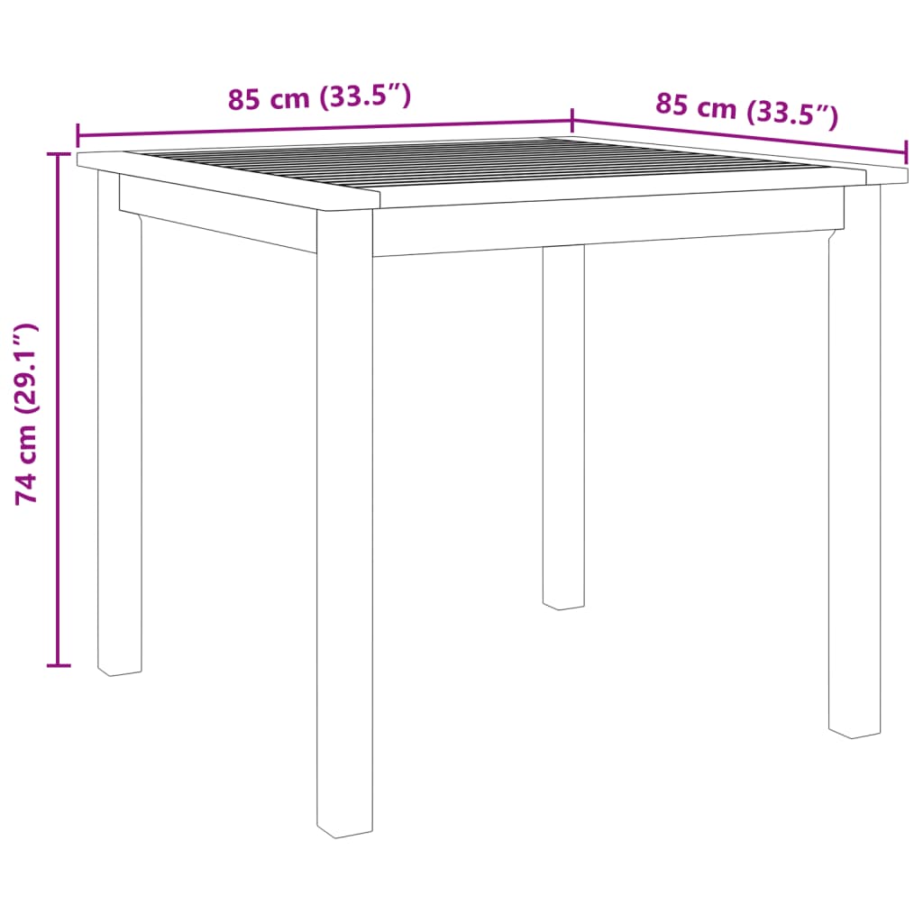 5-tlg. Garten-Essgruppe 85x85x74 cm Massivholz Akazie