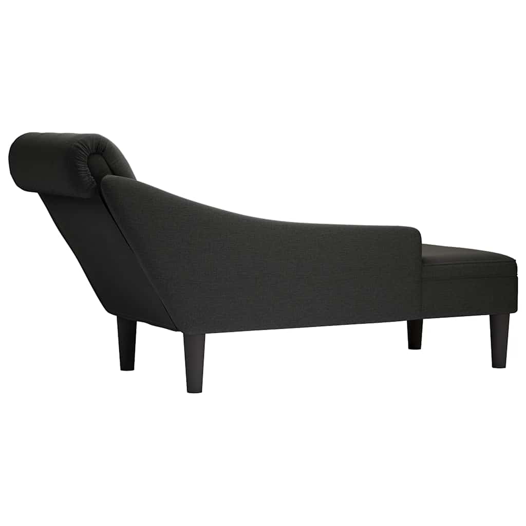 Chaiselongue mit Kissen und Rechter Armlehne Schwarz Stoff