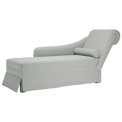 Chaiselongue mit Nackenrolle und Rechter Armlehne Hellgrau Samt