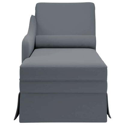Chaiselongue mit Nackenrolle Rechter Armlehne Dunkelgrau Samt