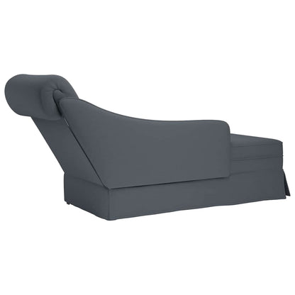 Chaiselongue mit Nackenrolle Rechter Armlehne Dunkelgrau Samt