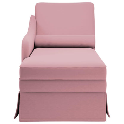 Chaiselongue mit Nackenrolle und Rechter Armlehne Rosa Samt