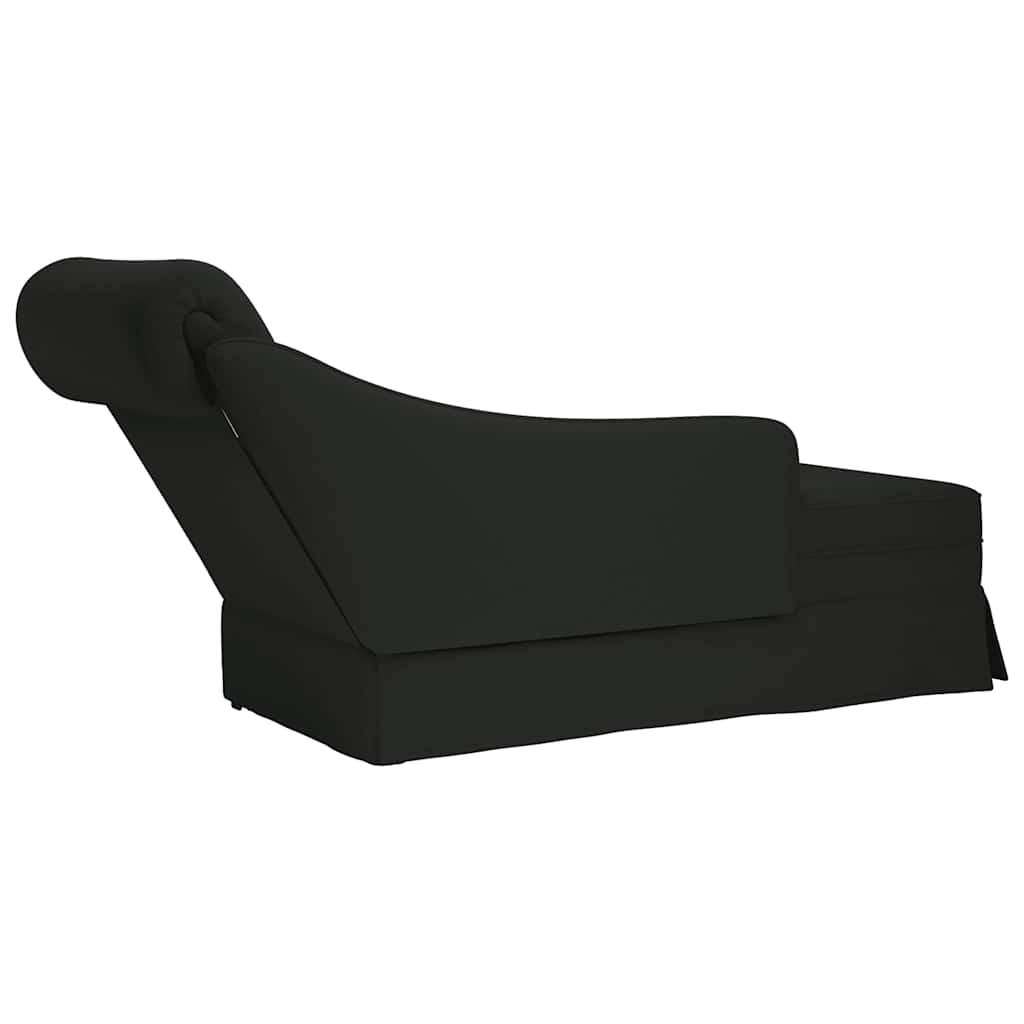 Chaiselongue mit Nackenrolle und Rechter Armlehne Schwarz Samt