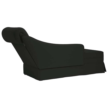 Chaiselongue mit Nackenrolle und Rechter Armlehne Schwarz Samt