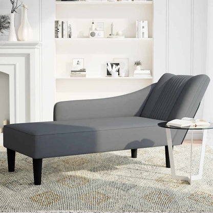Chaiselongue mit Rechter Armlehne Dunkelgrau Samt