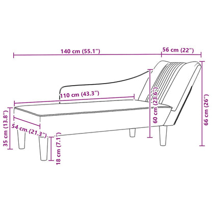 Chaiselongue mit Rechter Armlehne Dunkelgrau Samt