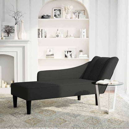 Chaiselongue mit Rechter Armlehne Schwarz Samt